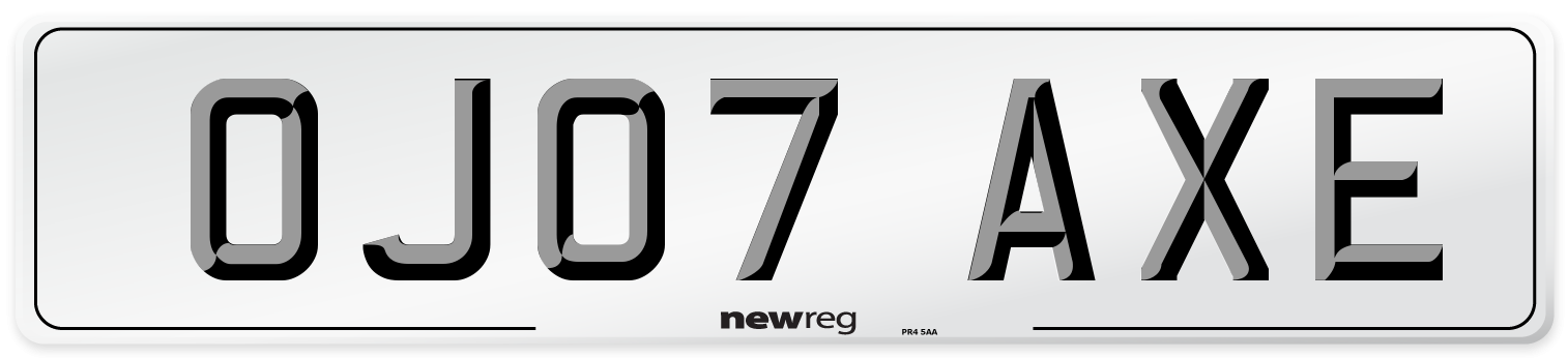 OJ07 AXE Number Plate from New Reg